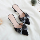 High-Heeled Sandals Summer's New Pointed Bow Bow Head Women's Slippers With Thin Heels And