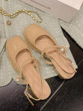 Sandals Mary Jane Shallow Mouth Comfort Shoes for Women Summer Heels Med Pointed Girls High Spring Retro Medium