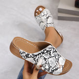 Breakj Bottom Slippers Female 2024 Summer Leopard Print Fashion Patchwork One-Line Flat