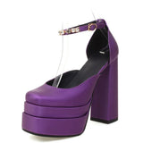 Large Size 43 Ladies Sandals Solid Buckle Crystal Shallow Platform Women Hot Sale Woman Super High Heels Brand