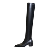 Breakj Fashion Simple Thick Heel High Heel Pointed Head Sexy Nightclub Pedicure Thin Legs Over The Knee-High Boots Thigh-High