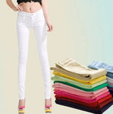 Top Quality Women Pencil Pants Slim Trousers Woman Jeans Solid Girls Sweet Candy Color Femme