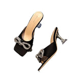 Breakj Women's Shoes 2024 Summer New One-Line Bow High With Cool Drag Thin Heel