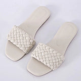 Quality Casual Women Slipper Weave Home Ladies Flat Sandal Summer Comfortable Round Head Toe Solid Color Daily Women