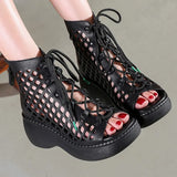 2021 New Hollow Genuine Leather Sandals Women Shoes Sandals Platform Wedges Summer Shoes Woman Fashion Casual