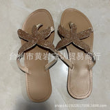 2023 Summer Flat Bottom Clip Toe 40-43 Casual Women's Outdoor Slippers Female