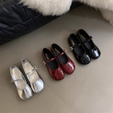 Evening Breeze Round Head Shallow Mouth Single Shoes Flat Soles 2024 Spring Korean Version Of Gentle Fairy Mary Jane Small Leather