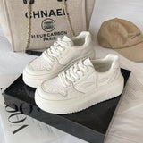 Small White Shoes For Women In Spring 2023, The New Leather Surface Is Full Of Leisure Straps, Korean Version Of Female Students' Heightened Board