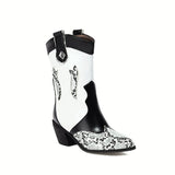Women Winter Snakeskin Pattern Boots Pointed Toe High Heels Sexy Ladies Shoes Autumn Female Mid-Calf Boots Non-Slip Sole