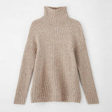 Autumn Winter Women Solid Turtleneck Pullovers Top Batwing Long Sleeve Warm Pullovers Female Striped Casual Loose