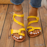 Breakj Red Candy Color Large-Size Casual Sandals 2025 Summer New Women's Shoes Magic Stick Beach