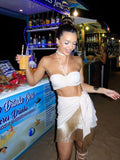 Hanging Neck Smeared Chest Split Beach Set Tuxedo Skirt 2025 New Summer Resort