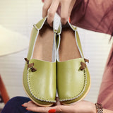 Leather Shoes Flat Bottom Ladies Casual Mom Shoes Soft Loafers Women's Shallow Summer Comfort Flats Nursing Shoes
