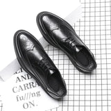 Breakj Rock Shoes Men's Korean Patent Leather Carved Breathable Business Wear Casual Men's Shoes