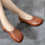 luxury brand leather autumn shoes for womens plus size 41 42 loafers female comfort flats Women's Comfort