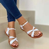 Summer Women Flat Sandals Gold Open Toe Beach Shoes Gladiator Cross Strappy Ladies Sandals Zapatos Mujer Chaussure