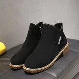 Boots, Women's Boots, Scrub Leather, Autumn New Ladies' And Students' Shoes, Flat-Soled, Thick-Soled Women's Boots, Size