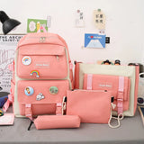 NEW 4 Piece Set backpacks fashion canvas backpack female Korean Shoulder bag College Students bags School backpack for girl