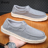 Men Plus Size Casual Denim Canvas Shoes Flat Vulcanize Shoes Fashion British Designer Breathable Light Men Sneakers