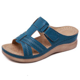 Summer Women Wedge Sandals Premium Orthopedic Open Toe Sandal Vintage Anti-slip Leather Casual Female Platform Retro