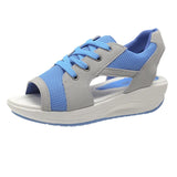 Breakj Women Plus Size Summer New Fish Mouth Flying Weave Casual Sports Sandals Lace Up Female Beach Shoes