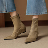 Breakj Velvet Zippered Elastic Boots Women's New Thin Boots In The Raised Short