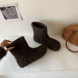 Breakj ~ Increase In Height ~ French Boken Wool Boots Women's Boots New Cotton Boots In Autumn And Winter