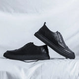 Breakj And Autumn New Leather Shoes Men Korean Version Of The Trend Rock Carved Men's Shoes Versatile Casual Formal Single Shoes