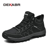 Size 39~48 Split Leather Men Boots Autumn Winter Waterproof Non-slip Work Shoes High Quality Sneakers Lace-up Ankle