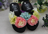 Flowers Woman Beach Flip Flops Summer Style Slides Resistant Slippers Platform Shoes Woman Hit Color Wedges