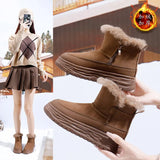 Breakj Women's Shoes 2024 New Winter High Top And Velvet Warm Dad Shoes Versatile Increased Casual Snow Boots