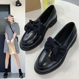 New Women Loafers Bowtie Slip on Shoes Female Boat Shoes Black Oxford Shoes Casual Shoes Patent Leather zapatos mujer