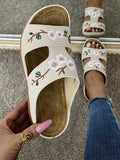 One-Size-In-One Slippers Women's Summer Roman Shoes Heel Thick-Soled Sandals Embroidered Women's Cool