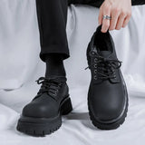 Breakj Men's Shoes 2023 New Black Chef Shoes Low Boot Casual Leather Shoes