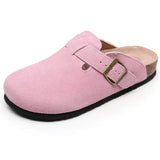 Autumn Women's Closed Toe Slippers New Suede Leather Yellow Mule Clogs Cork Sandals For Women Garden Clog