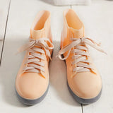 Women's Rainshoes Waterproof Non-Slip Flat Rubber Shoes Women Rain Boots Short Tube Lace Up Velvet Warmer Winter