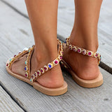 Golden Flat Rhinestone Clip Toe Beach Sandals Summer Flip Flops Woman Casual Female Shoes Ladies Fashion 2021