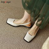 jane sandals Woman Slingbacks High Heels Sandals Square Toe Elegant Pumps For Party Wedding Shoes Sandal Slip On Mule