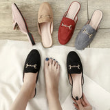 And Autumn Flat Bottom Low-Heeled Half-Slippers Women Wearing Baotou Muller Shoes Size Size
