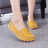 Sale Genuine Leather Women Shoes 2017 Fashion Lace up Casual Flat Shoes Peas Non-Slip Outdoor Shoes Plus Size 34