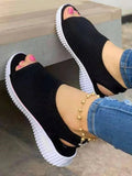 Summer Women Shoes 2022 Mesh Fish Platform Shoes Women's Closed Toe Wedge Sandals Ladies Light Casual Sandals Zapatillas