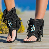 Retro Clip Toe Sandals Gladiator Sexy Ladies Vintage Boots Casual Tassel Rome Summer Beach Woman Shoes Female 2020