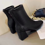 Boots 2024 New Women's Boots Winter Head Back Zipper Short Boots Women's Thick Heels Children's