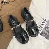 New Retro Single Shoes Shallow Square Toe Women's Shoes Round Toe Women Fashion Thick Heel Mary Jane