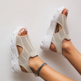 Breakj Weaving Splicing Sports Sandals Women 2025 Summer New Korean Version Of Net Yarn Hollow Women's Shoes Casual Thick-Soled Fish Mouth Women's