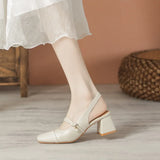 Breakj Jane Sandals Women's Versatile Thick Heel French Shoes Missing Heel One Word Belt Women's Shoes 2023 New Shoes