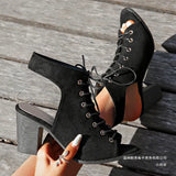 Breakj Toe Behind The Air Cool Boots Women In Front With Thick Heel High-Heeled Sandals