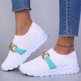 Metal Chain Platform Women's Flats 2023 Autumn Breathable Mesh Flat Sneaker Woman Shoe Slip on Soft Sole Casual