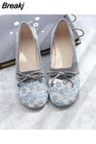 Women's Summer Footwear with Bow Shoes for Woman 2023 White Flats Transparent Flat Cute Round Toe Clear Kawaii A Popular