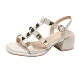 Summer New Sexy Rivets Ladies Sandals Fashion Square High Heel Party Crystal Hollow Out Women's Shoes Sandals for Women